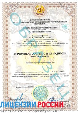 Образец сертификата соответствия аудитора №ST.RU.EXP.00014299-1 Славянка Сертификат ISO 14001